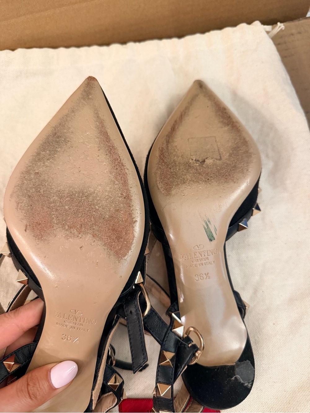 Valentino rockstud 65mm heels in suede black - Picture 3 of 4